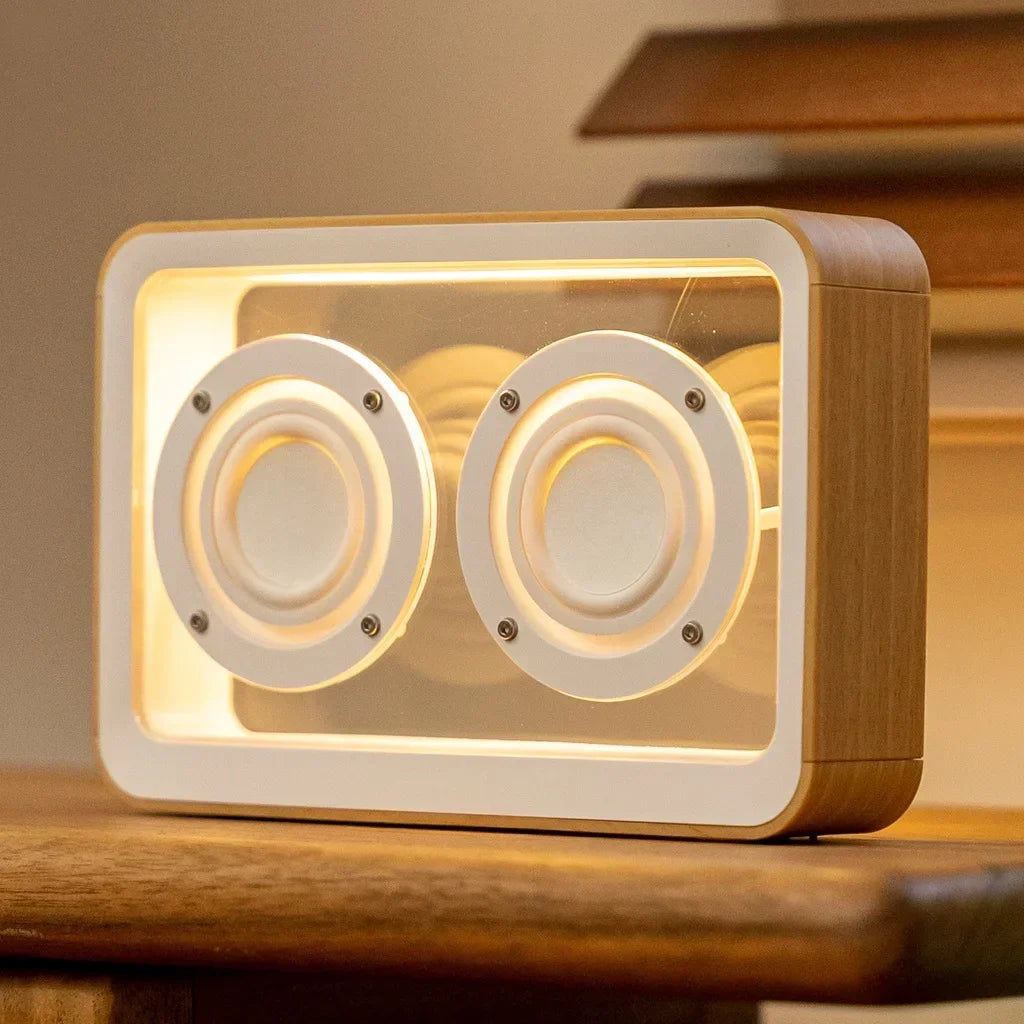 Wireless Bluetooth Speaker with Duel Horn Transparent Comfortable Reading Light Portable Stereo HIFI Sound Quality Music Box