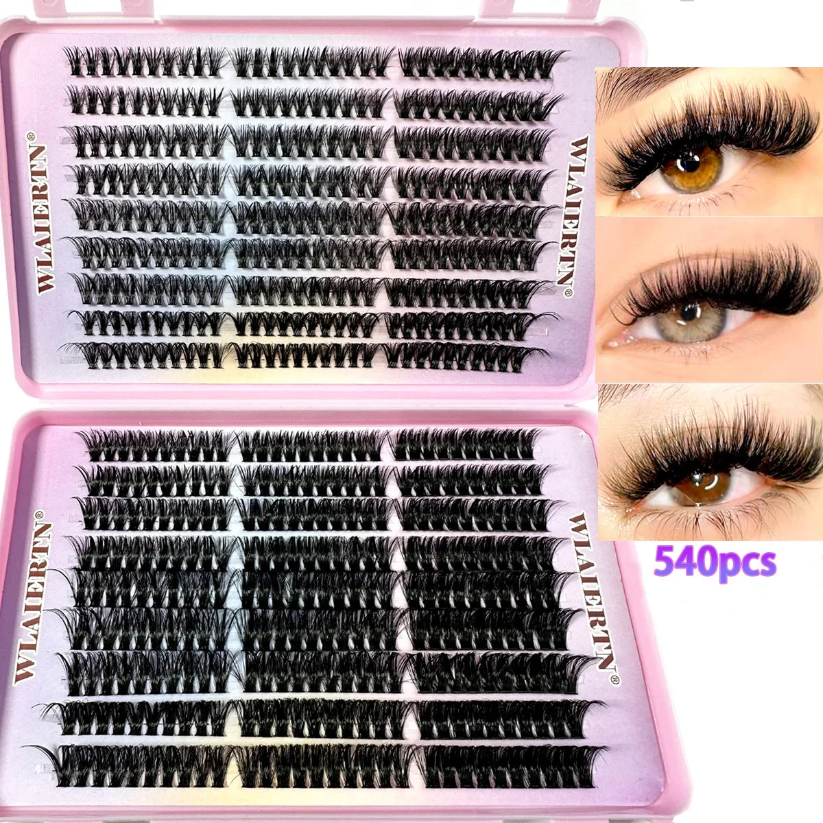 Faux Mink Eyelashes 540Cluster C Curled 9-16mm Mixed Natural Eyelash Extension 3D Russian Strip Personal Eyelash Makeup Tool RELUX.STORE