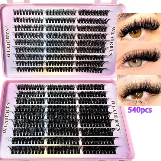 Faux Mink Eyelashes 540Cluster C Curled 9-16mm Mixed Natural Eyelash Extension 3D Russian Strip Personal Eyelash Makeup Tool RELUX.STORE