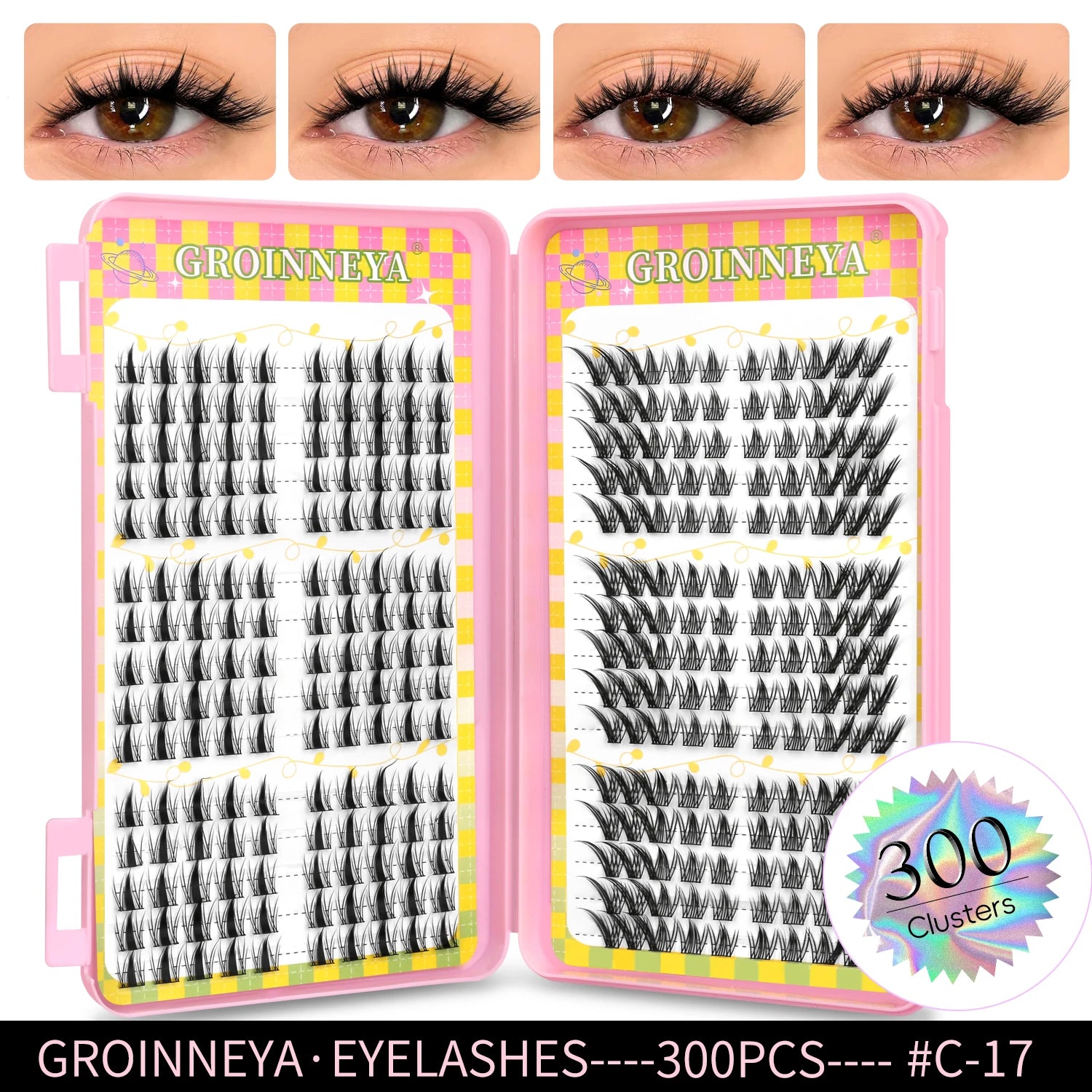 GROINNEYA Eyelashes Clusters 320 pcs Natural Eyelash extension Cluster Lashes Volume Mixed Tray Lashes Cluster Natural Lashes RELUX.STORE