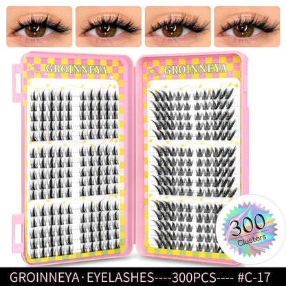 GROINNEYA Eyelashes Clusters 320 pcs Natural Eyelash extension Cluster Lashes Volume Mixed Tray Lashes Cluster Natural Lashes RELUX.STORE
