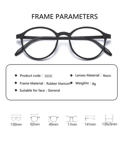 Ultralight Titanium Alloy TR90 Reading Glasses For Men And Women Retro Round Anti blue Light Presbyopia Glasses 0 +100 +150 +250 RELUX.STORE