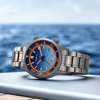 BERNY Automatic Titanium Diver Watch for Men Supper Luminous Sappire AR coated Miyota 8215 20ATM Mechanical Diving Men's Watches