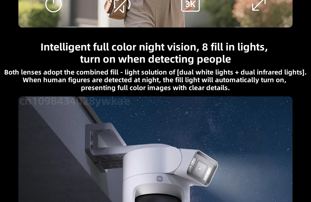 Xiaomi Outdoor Camera 4 Dual-Lens 3K  360° PTZ Auto Tracking AI Human Detection IP66 Color Night Vision｜Remote Monitoring ﻿