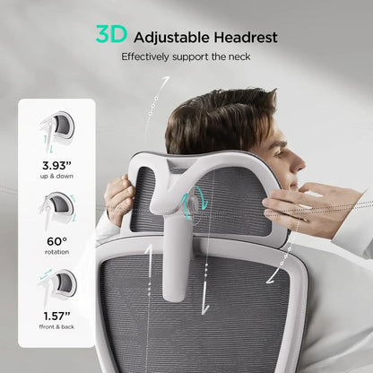 Ergonomic Office Chair, Big and Tall Mesh Office Chair with 6-Way Dynamic Lumbar Support, 3D Adjustable Armrests