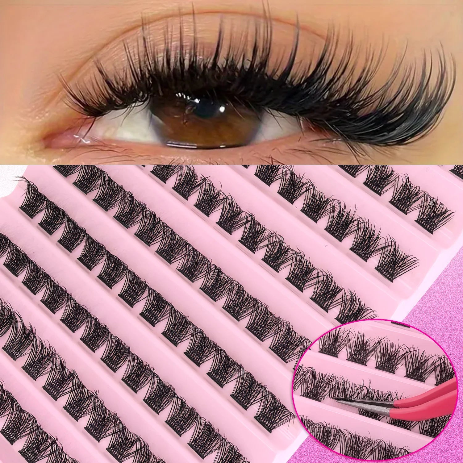 DIY Eyelash Extension Kit Individual Lashes Cluster Mix Lash Clusters with Lash Bond and Seal and Lash Accessories RELUX.STORE