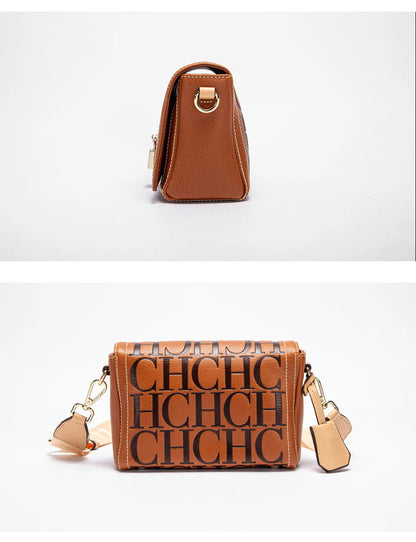 Fashion Design Model Metal Accessories Buckle Women's Shoulder Bag Luxury Brand 2025 Fashion Solid Colour Printed Head Bag RELUX.STORE