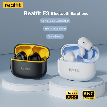 Realfit F3 ANC Active Noice Cancellation Bluetooth Earphones ENC Call HIFI Stereo Superb Bass Wireless Earbuds Sport Gaming RELUX.STORE