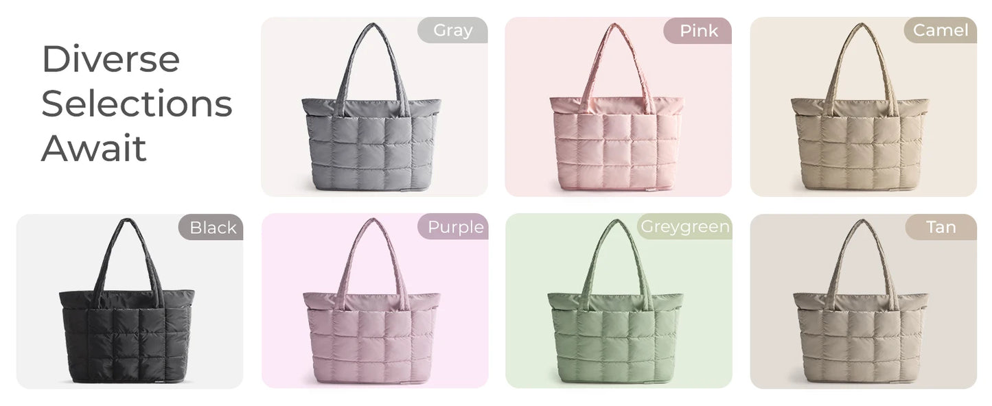 BAGSMART Expandable Tote Bag for Women, Puffer Work Tote Water-Resistant Quilted, Nurse and Carry-On Travel Gym Bag