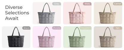 BAGSMART Expandable Tote Bag for Women, Puffer Work Tote Water-Resistant Quilted, Nurse and Carry-On Travel Gym Bag