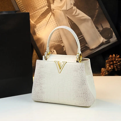 Luxury Fashion White Leather Women Handbags 2024 New Female Small Shoulder Messenger Bag Crossbody Portable Shell Bags RELUX.STORE