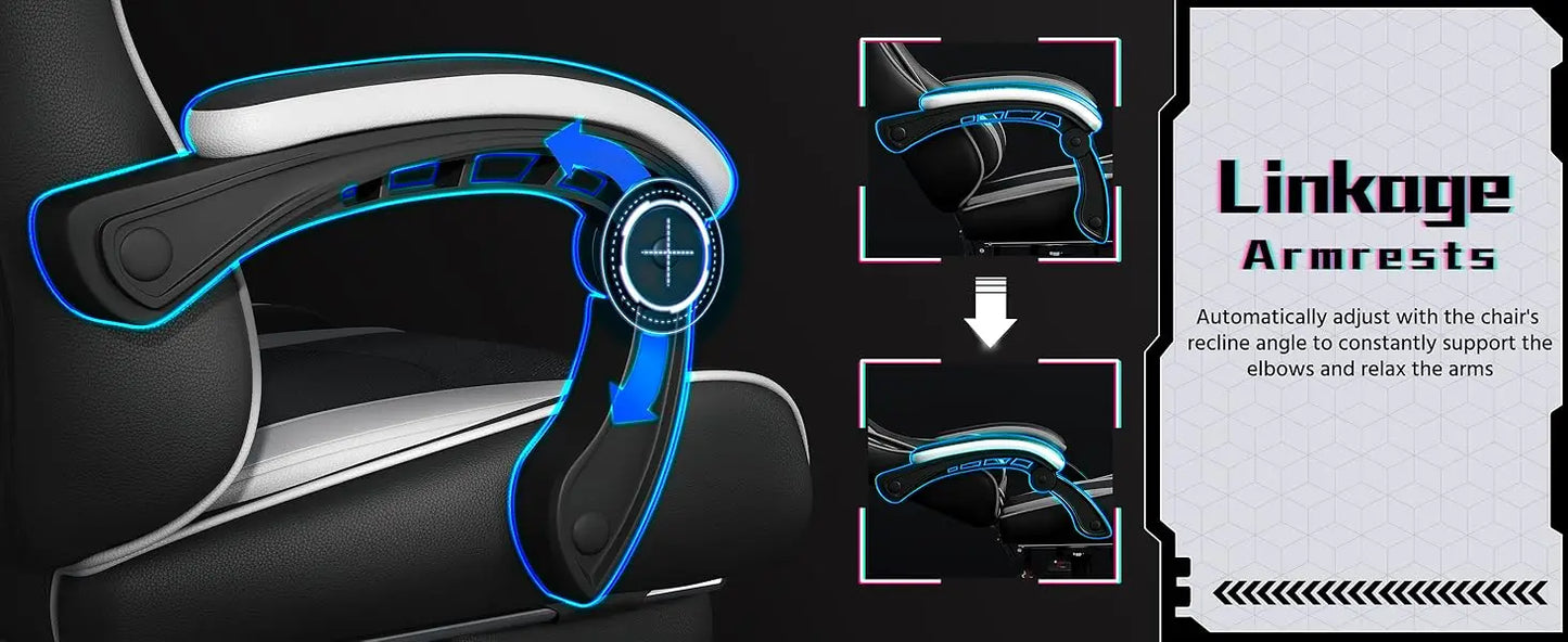 Gaming Chair, Video Game Chair with Massage Lumbar Support and Footrest Height Adjustable Ergonomic Computer Gaming Chair