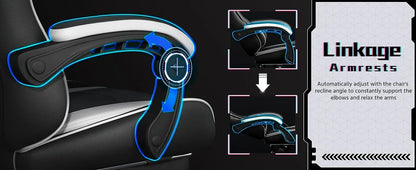Gaming Chair, Video Game Chair with Massage Lumbar Support and Footrest Height Adjustable Ergonomic Computer Gaming Chair