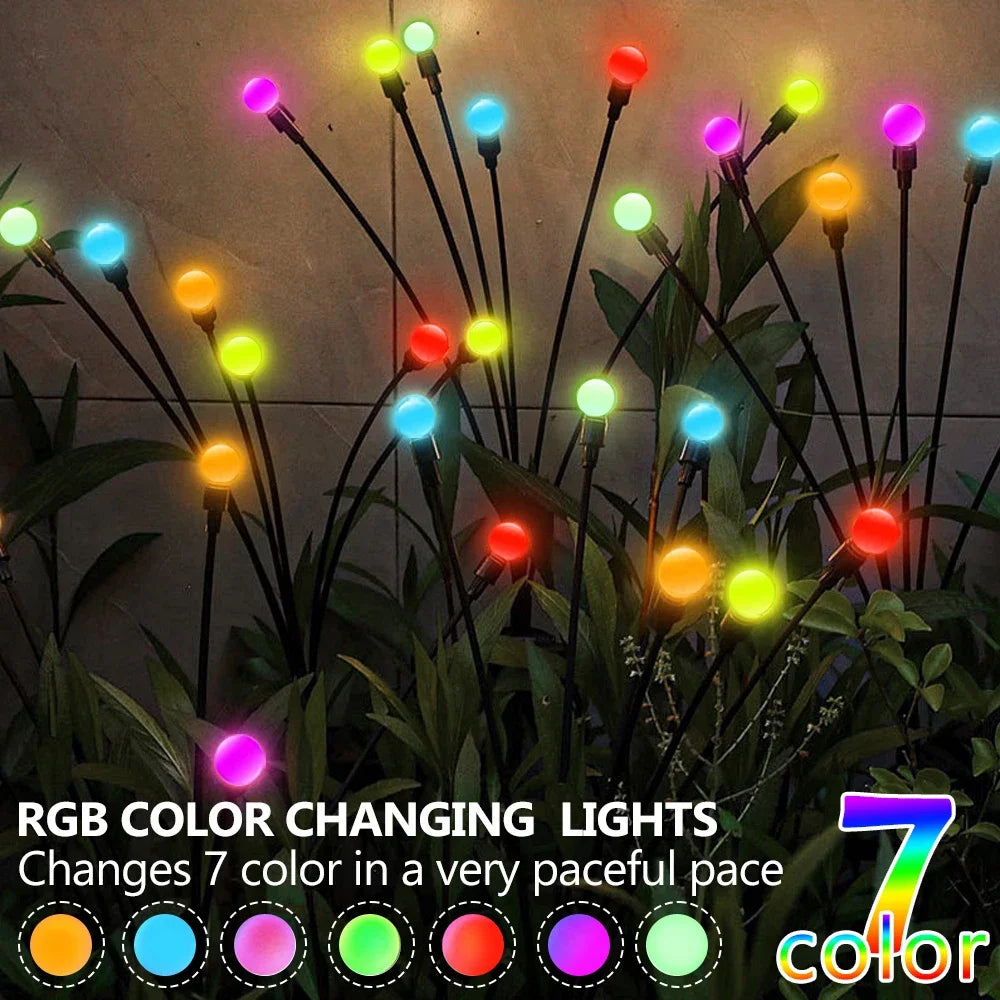 10 LED Solar Garden Lights Powered Firefly Lights Outdoor Waterproof Vibrant Garden Lights for Patio Pathway Decoration,Warm RELUX.STORE