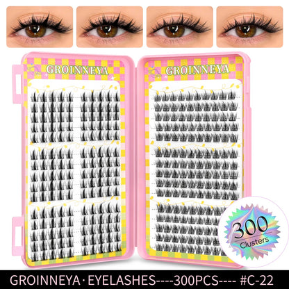 GROINNEYA Eyelashes Clusters 320 pcs Natural Eyelash extension Cluster Lashes Volume Mixed Tray Lashes Cluster Natural Lashes RELUX.STORE