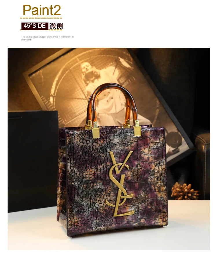 2025 New Arrival All-match Crocodile Pattern Atmospheric Middle-aged Women's Bag Large Capacity Portable Tote Bag Handbags RELUX.STORE