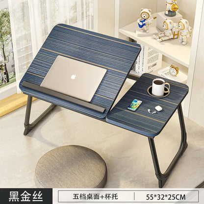 Foldable Bed Desk Adjustable Laptop Table with 5-Level Height Study Tray for Kids & Students Portable Nightstand for Dorm/Home