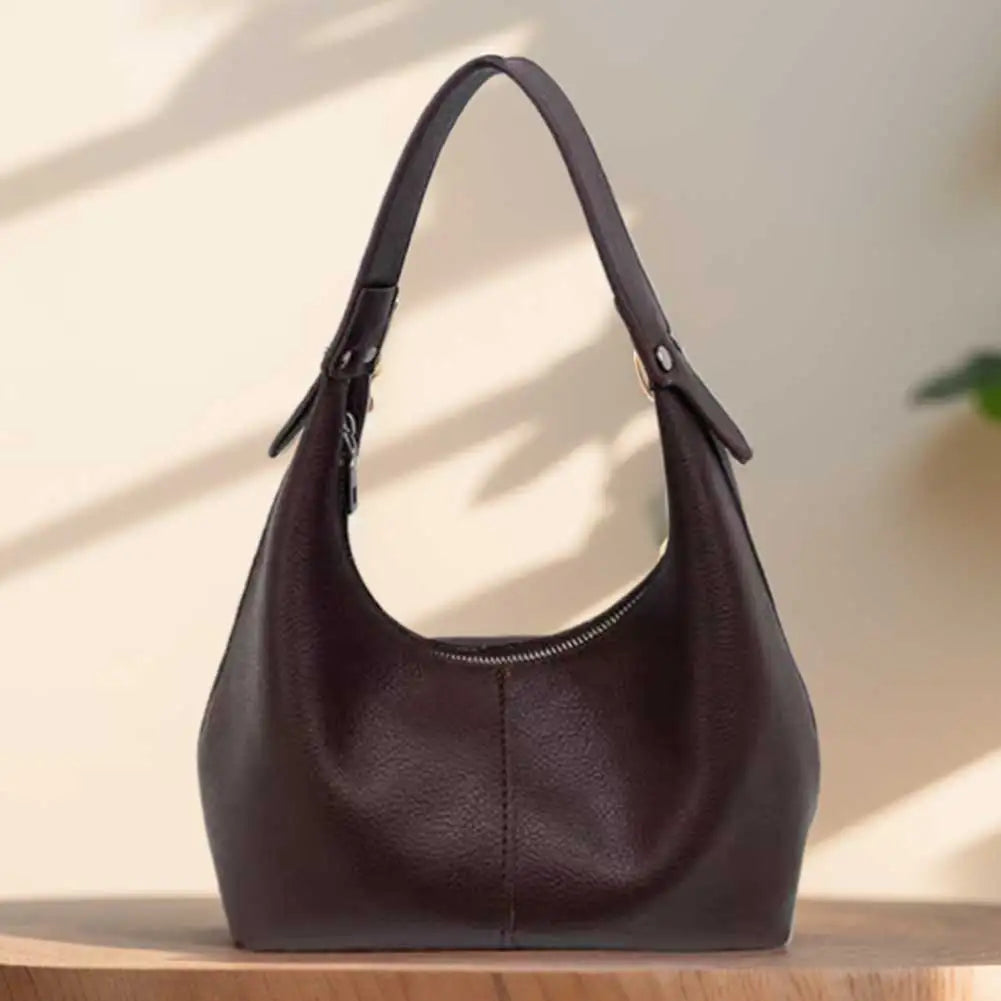 Women Simple Shoulder Purse PU Leather Soft Hobo Bags Solid Color Casual Armpit Handbag Girls Outdoor Daily Bag RELUX.STORE