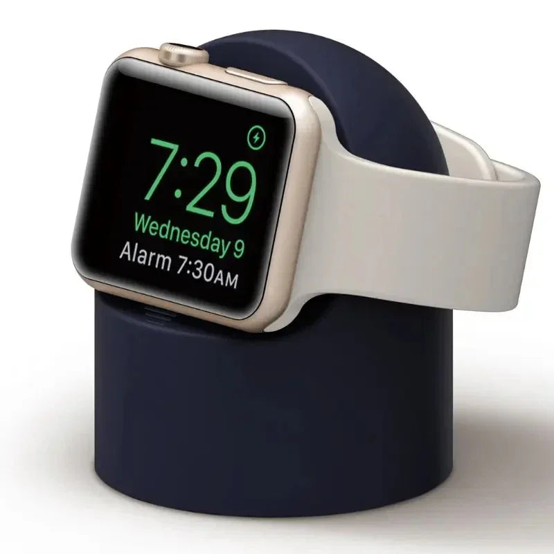 “Apple Watch Charger Stand – Durable Silicone Dock for iWatch Ultra/8/SE2/7/6/SE/4/3 (38–49mm) | Nightstand Mode Compatible | Stable Fast Charging Dock for All Apple Watch Models”