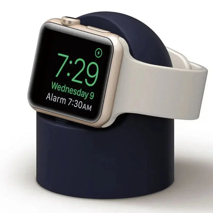 “Apple Watch Charger Stand – Durable Silicone Dock for iWatch Ultra/8/SE2/7/6/SE/4/3 (38–49mm) | Nightstand Mode Compatible | Stable Fast Charging Dock for All Apple Watch Models”
