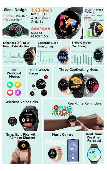 Blackview 2024 New Smartwatch X20 Watch AMOLED Display Hi-Fi Bluetooth Phone Calls Health and Fitness Tracking  for ISO Android