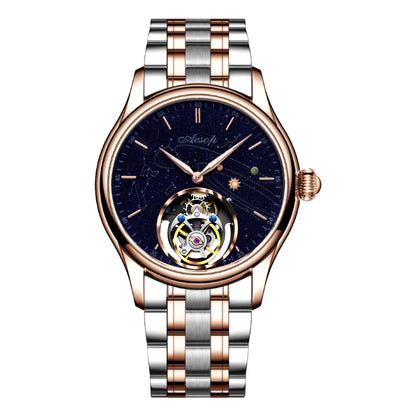 AESOP Mens Luxury Real Flying Tourbillon Mechanical Sapphire Waterproof Watch Skeleton Watches for Men Wristwatches Male 2025 A