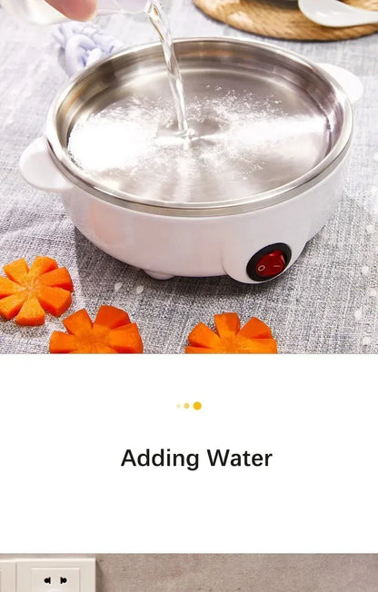 Multifunctional Electric Egg Cooker Steamer - Double Layer for Boil, Poach, Steam Eggs & Veggies, Compact Breakfast Appliance