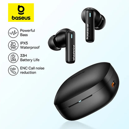 Baseus Bowie E19 Wireless Earphones Bluetooth 5.3 Big Bass 12mm Drivers IPX5 Waterproof Earbuds 33Hrs Battery Life Headphones RELUX.STORE
