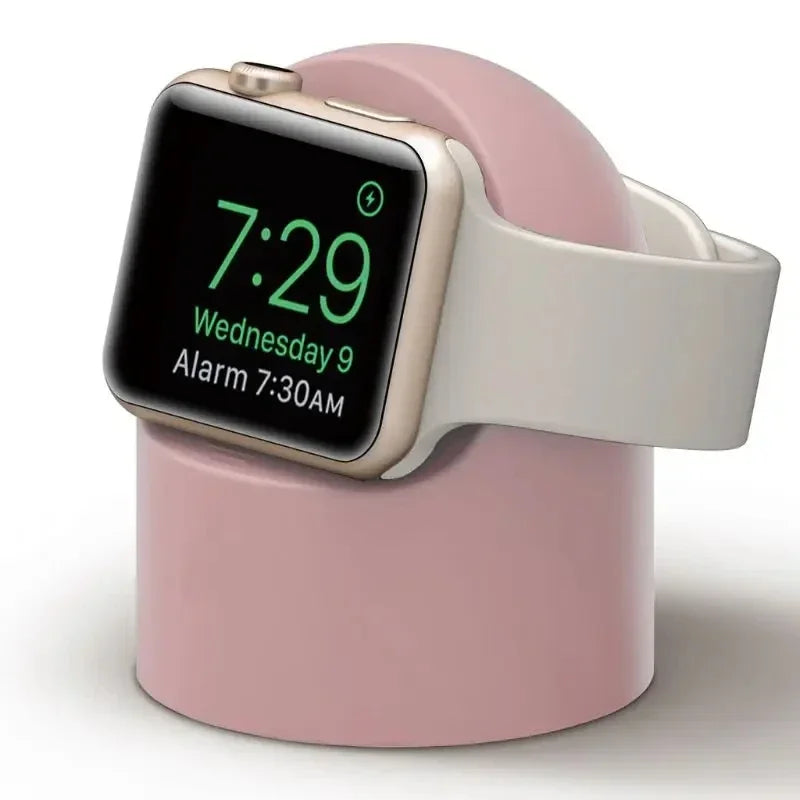 “Apple Watch Charger Stand – Durable Silicone Dock for iWatch Ultra/8/SE2/7/6/SE/4/3 (38–49mm) | Nightstand Mode Compatible | Stable Fast Charging Dock for All Apple Watch Models”