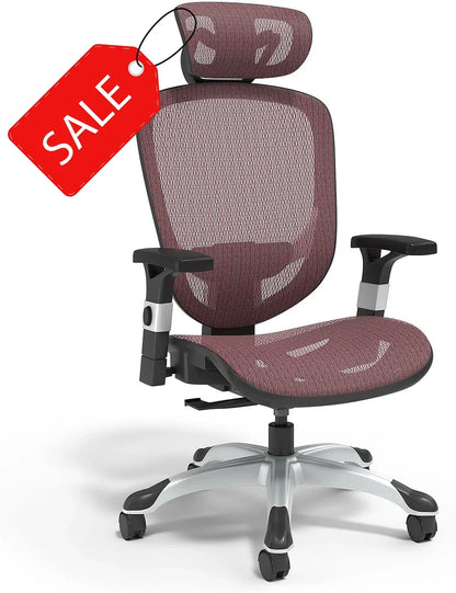Perfect for Home & Office, Ergonomic Swivel Task Chair, Adjustable with Breathable Mesh & Lumbar Support, Maroon