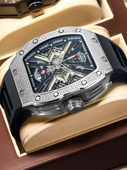 PINDU New Men Watch 50 Meter Waterproof Stainless Steel Case Luminous Sapphire mirror Dial Fashionable Men Mechanical Watch