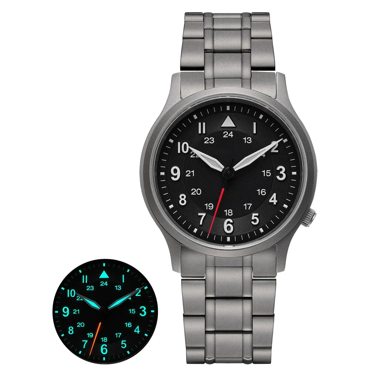 BERNY Titanium Watches for Men Classic Mens Field Pilot Watch Easy Read Outdoor Quartz Wristwatch Super Luminous Sapphire 5ATM