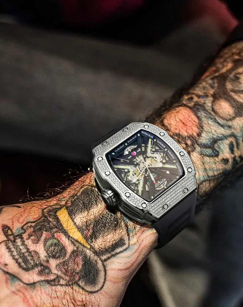 PINDU New Men Watch 50 Meter Waterproof Stainless Steel Case Luminous Sapphire mirror Dial Fashionable Men Mechanical Watch