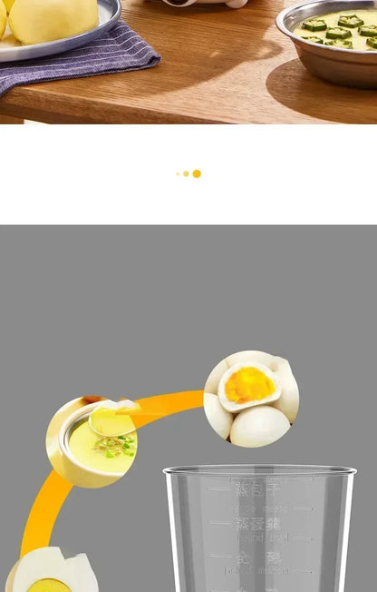 Multifunctional Electric Egg Cooker Steamer - Double Layer for Boil, Poach, Steam Eggs & Veggies, Compact Breakfast Appliance