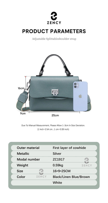 Zency Women's Genuine Leather Top-Handle Bag Simple Fashion Envelope Luxury Brand Shoulder Handbag Small Crossbody for Female RELUX.STORE
