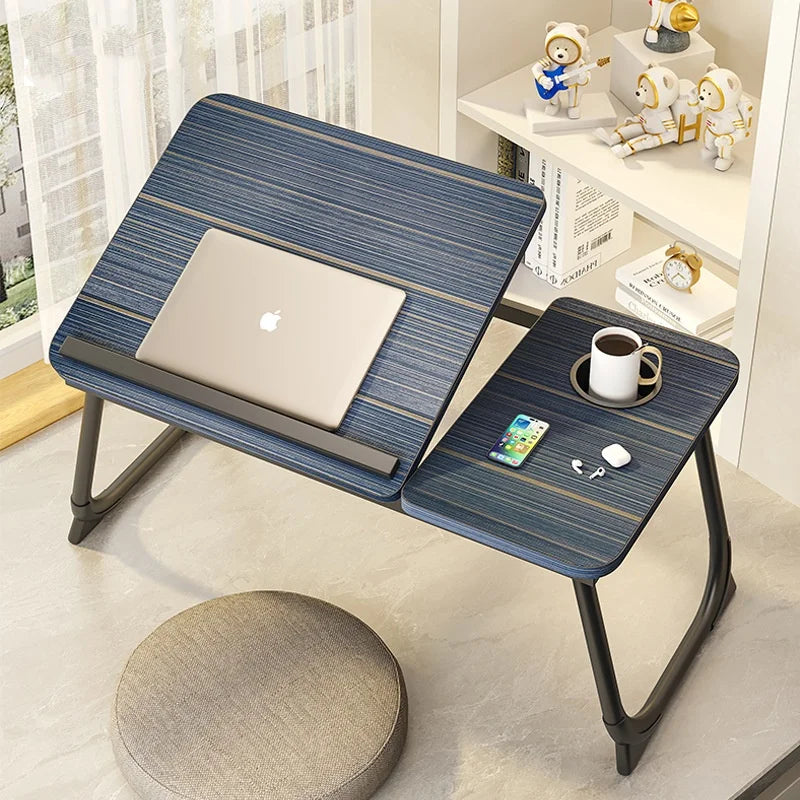 Foldable Bed Desk Adjustable Laptop Table with 5-Level Height Study Tray for Kids & Students Portable Nightstand for Dorm/Home