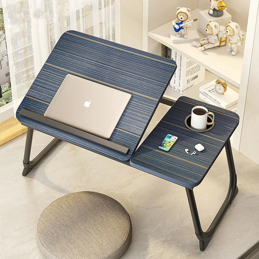Foldable Bed Desk Adjustable Laptop Table with 5-Level Height Study Tray for Kids & Students Portable Nightstand for Dorm/Home