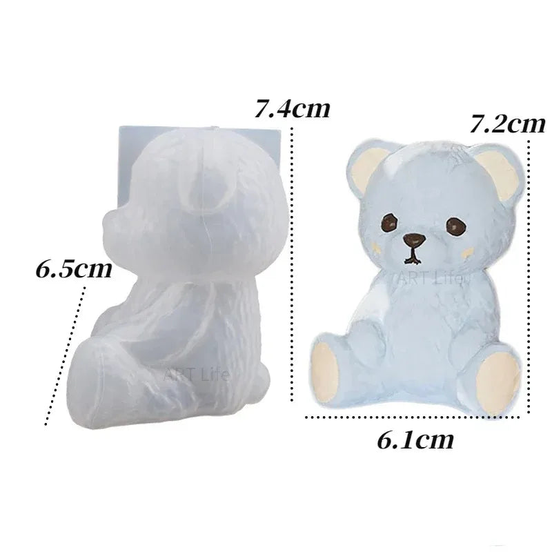Smiling Teddy Bear Silicone Candle Mold 3D Animal Soap Resin Crafts Plaster Making Kit Handmade Ice Cube Mould Home Decor Gift RELUX.STORE