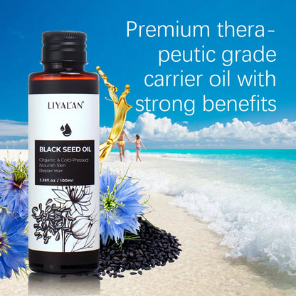 100ml Black Cumin Seed Oil For Hair Growth Thicken Hair Cold Pressed Liquid Nourish Nail Skin Anti-oxidant Body Massage RELUX.STORE