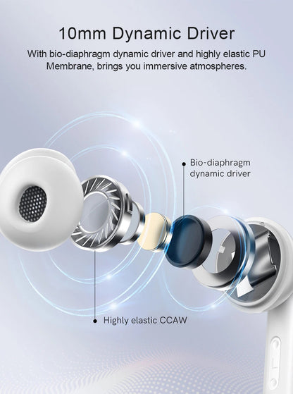 QCY T13 ANC Earphone Bluetooth 5.3 Active Noise Cancellation -28dB Wireless Headphone Fast Charge Earbuds 0.068' Low Latency RELUX.STORE