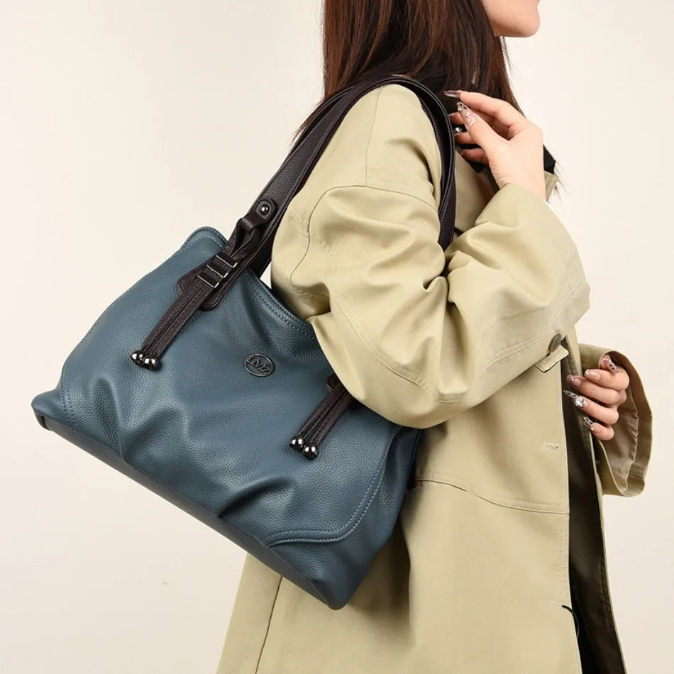 High Quality Soft Leather Handbags for Women Vintage Shoulder Tote Bag Luxury Designer Ladies Large Capacity Top-Handle Bags Sac RELUX.STORE