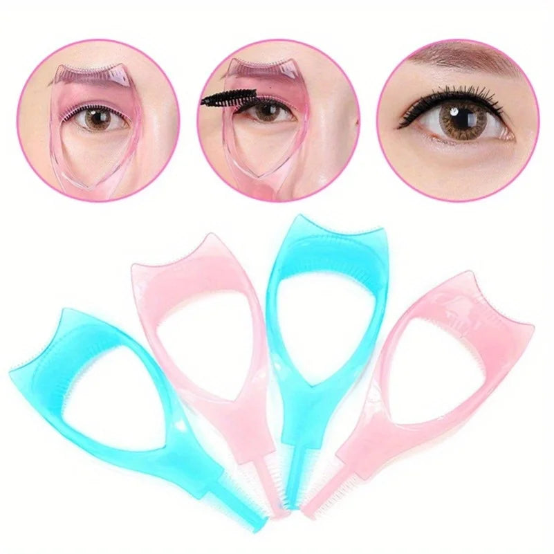 3 in 1 Mascara Applicator Template with Eyelash Curler Guard and Case, Eyeliner Holder, Eyelash Aid, Eyebrow Drawing Tool RELUX.STORE