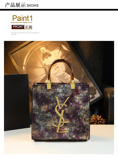 2025 New Arrival All-match Crocodile Pattern Atmospheric Middle-aged Women's Bag Large Capacity Portable Tote Bag Handbags RELUX.STORE