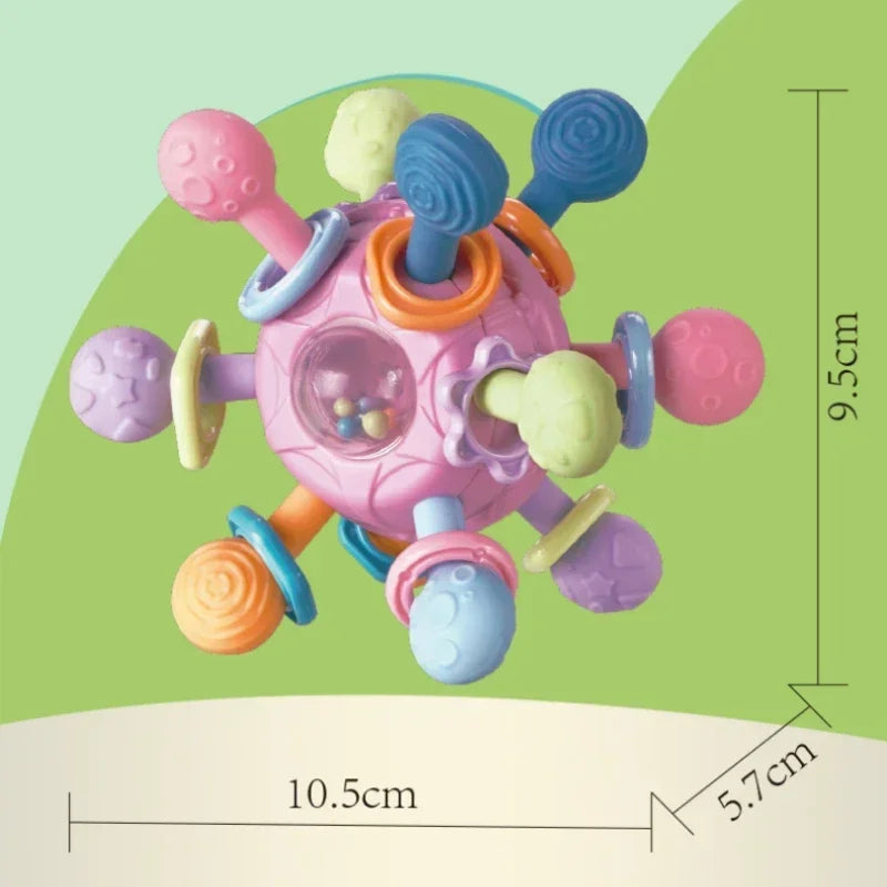 Baby Toys 0 12 Months Rotating Rattle Ball Grasping Activity Baby Development Toy Silicone Teether Baby Sensory Toys for Babies - RELUX.STORE