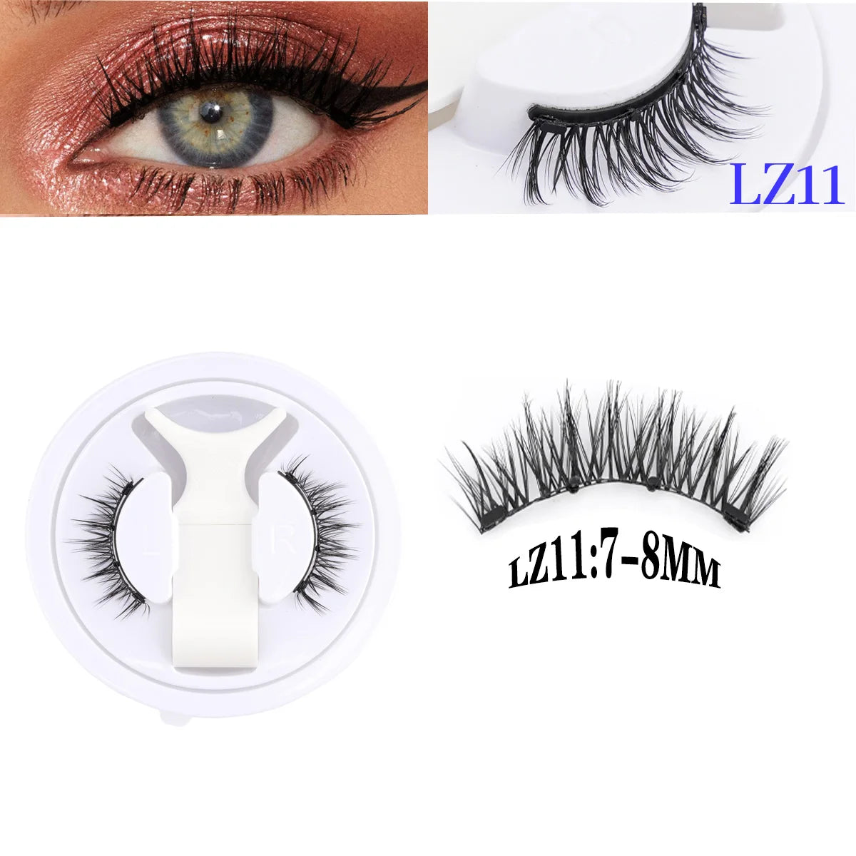 2 Pairs Magnetic Eyelash Natural Look Fluffy False Eyelashes Reusable Magnetic Eyelash Set with Applicator No Glue Need Makeup RELUX.STORE