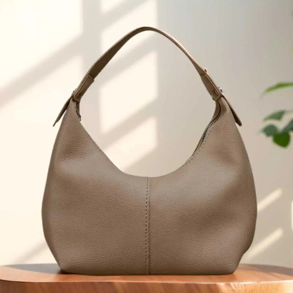 Women Simple Shoulder Purse PU Leather Soft Hobo Bags Solid Color Casual Armpit Handbag Girls Outdoor Daily Bag RELUX.STORE