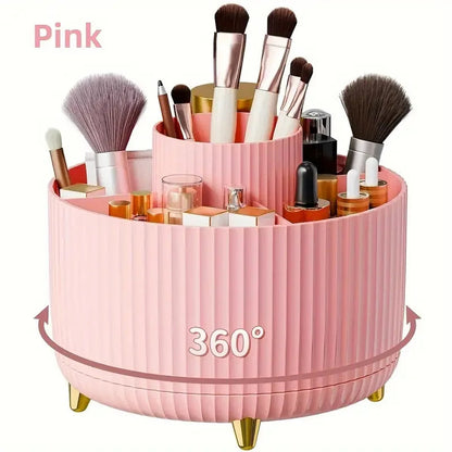 360° Rotating 5 Slot Makeup Brushes Holder Organizer Multi-Functional Desk Storage Cosmetics Storage for Vanity Desktop Bathroom RELUX.STORE