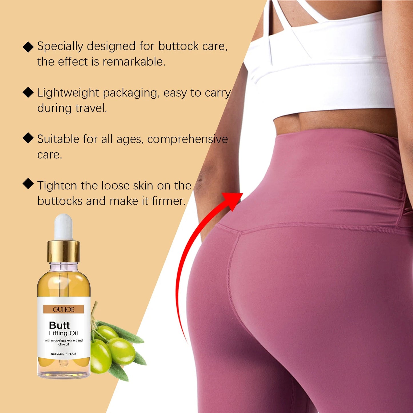 Buttock Enlargement Oil Hip Lifting Growth Firming Nourishing Moisturize Skin Tighten Pores Enhance Elasticity Body Massage Care RELUX.STORE
