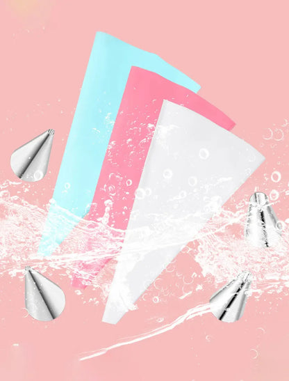 Multifunctional Cake Decorating Tools Silicone Pastry Bag Stainless Steel Cake Mouth Reusable Silicone Bag Tools Pastry Nozzle