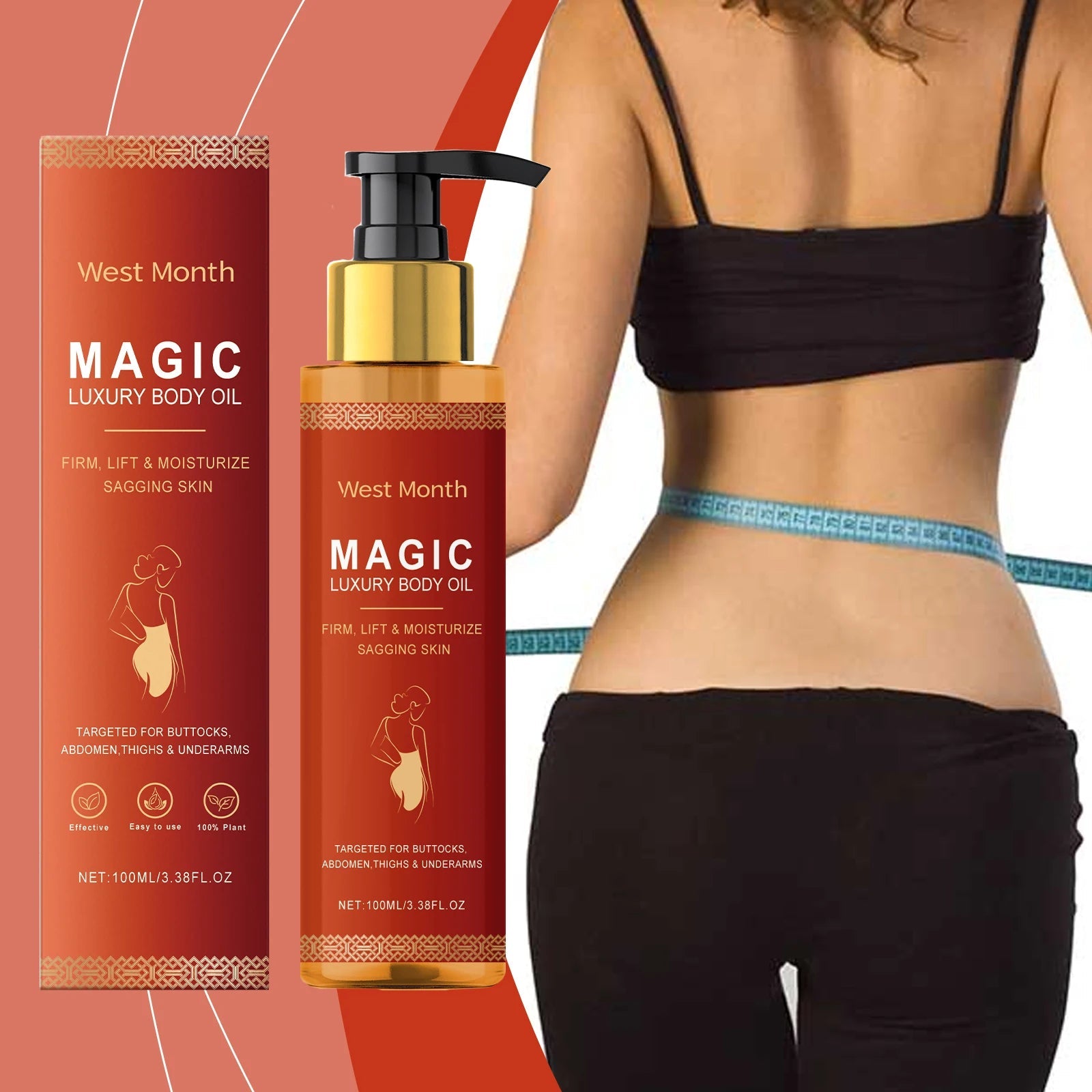 Body Firming Oil Deep Moisturizing Dry Skin Improve Sagging Skin Tightening Chest Thighs Nourishing Magic Luxury Body Care 100ml RELUX.STORE